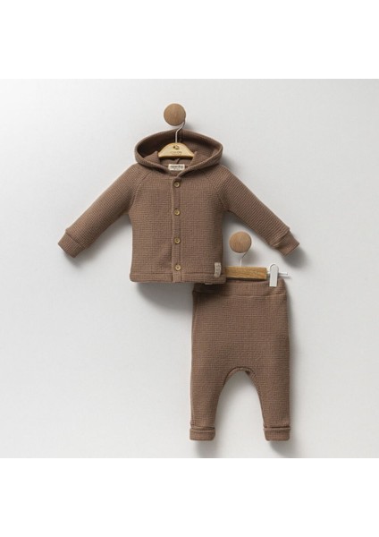 473789CS Erkek Bebek Kapüşonlu Sepet Örgülü 2'li Erkek Takım