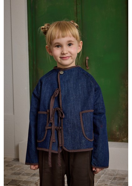 Bağcıklı Denim Ceket Koyu Mavi fırsatları