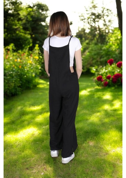 Yazlık Askılı Rahat Keten Tulum