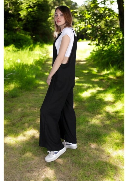 Yazlık Askılı Rahat Keten Tulum