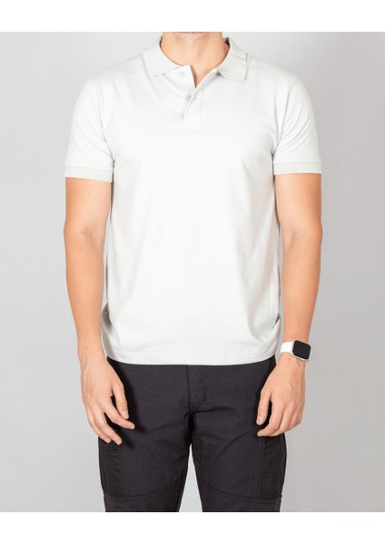 Erkek Beyaz Slim Fit Polo Yaka T-Shirt