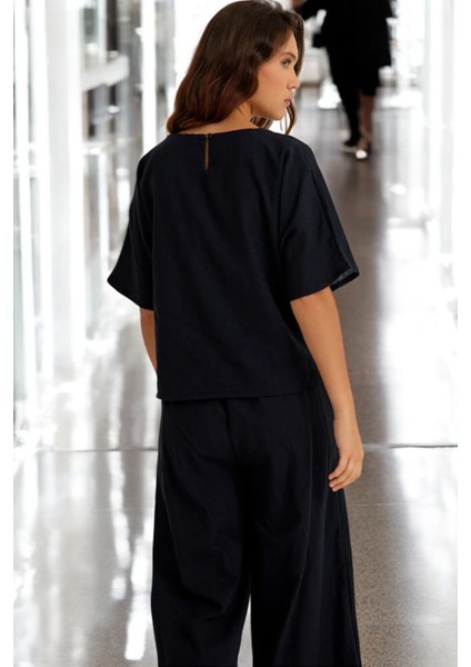 Yazlık Kısa Kol Alt Üst Keten Takım