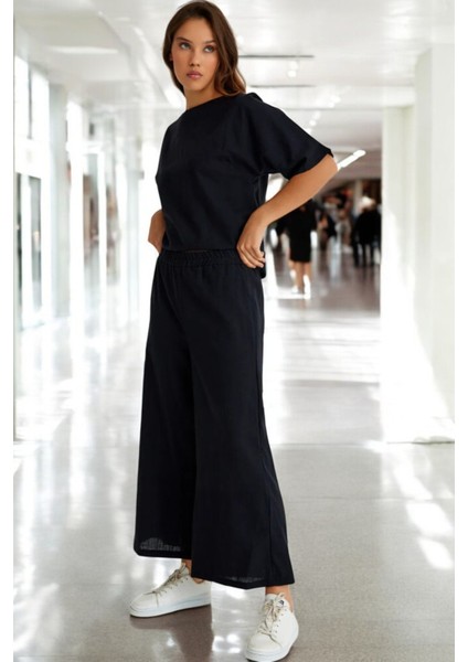 Yazlık Kısa Kol Alt Üst Keten Takım