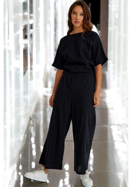 Yazlık Kısa Kol Alt Üst Keten Takım