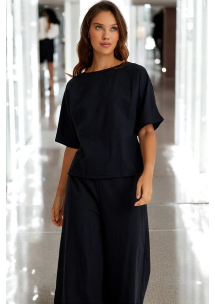 Yazlık Kısa Kol Alt Üst Keten Takım