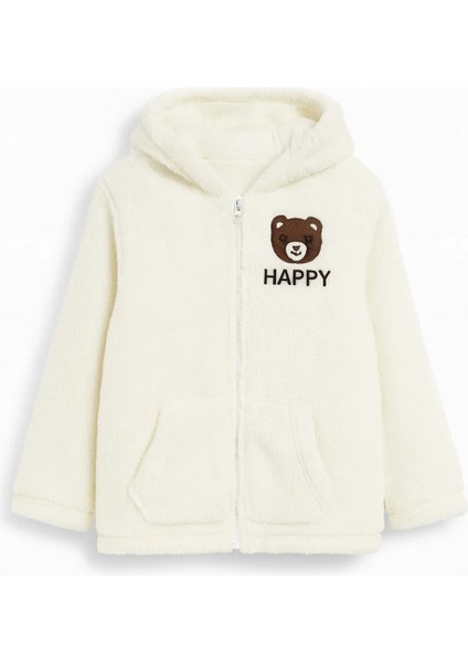 Erkek Çocuk Hırka Welsoft Happy Yazılı Sıcak Tutan Hırka Beyaz 8-12 Yaş fiyatları