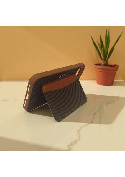 iPhone 11 Uyumlu Rona Magcarbon Fiber Doku Manyetik Kılıf + Kartlık Cüzdan modelleri