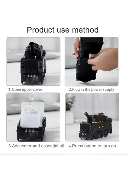 Tank Tasarımlı Buhar Difüzörü- LED Işıklı Hava Nemlendirici - Aromaterapi Cihazı modelleri