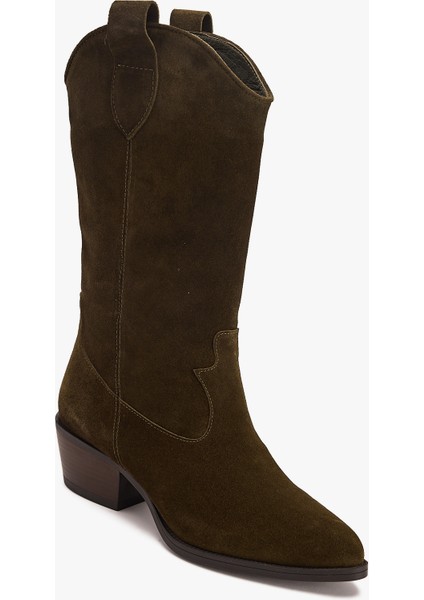 Kadın Süet Deri Uzun Western Kovboy Çizme – Topuklu Deri Çizme fiyatları