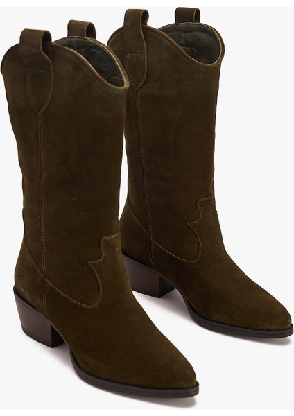 Kadın Süet Deri Uzun Western Kovboy Çizme – Topuklu Deri Çizme modelleri