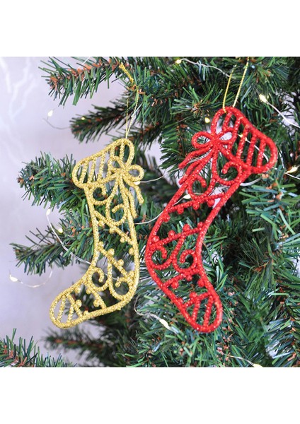 Kırmızı & Gold Simli Yılbaşı Ağacı Süsü | Çam Ağacı Dekoratif Askı Çeşitleri