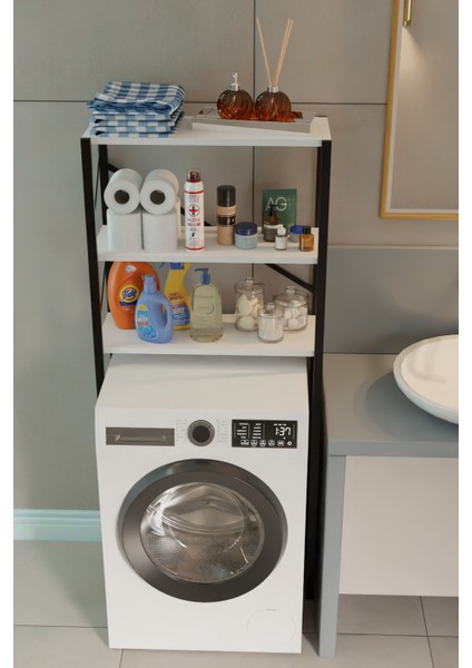 Çamaşır Makinesi Üstü Banyo Rafı – 3 Katlı Metal Gövdeli Düzenleyici, Depolama ve Çok Amaçlı Dolap Bany modelleri