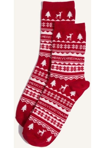 Kadın Kutulu Yılbaşı Temalı 2'li Pamuklu Uzun Çorap fiyatları