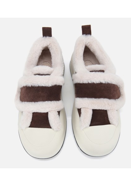 01AYH316800A480 KADIN Süet Deri Kahverengi Kürklü Kalın Bantlı Spor Ayakkabı