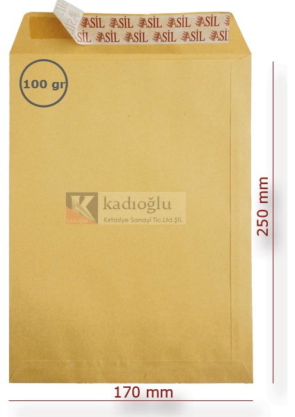 Asil Doğan Torba Zarf Formula Silikonlu 17X25 100 gr (100 Lü)