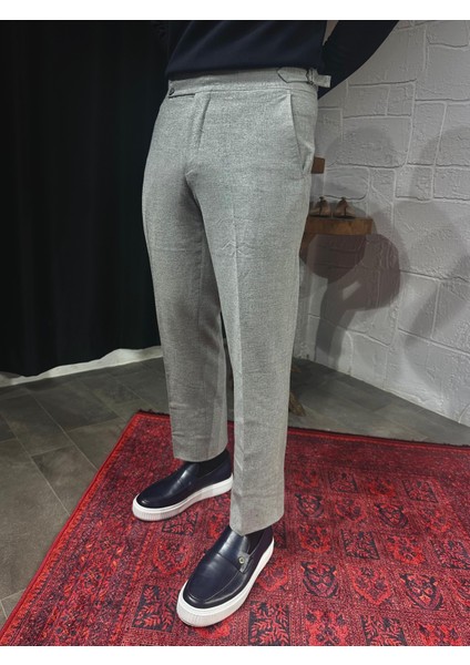 Özel Tasarım Kemer Detaylı Yün Kumaş Pantalon fiyatları