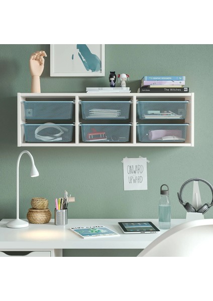 Trofast Çocuk Duvar Rafı Beyaz Gri Mavi 99 x 21 x 30 cm modelleri