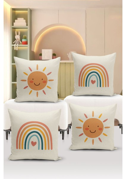 4'lü Kırlent Kılıf Seti Çocuk Bebek Odası Dijital Baskılı