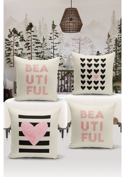 4'lü Kırlent Kılıf Seti Çocuk Bebek Odası Dijital Baskılı