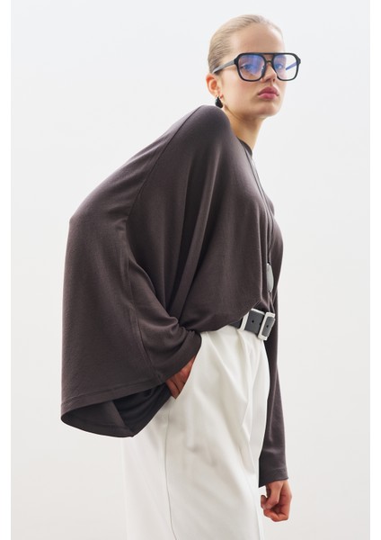 Pelerin Tarz Bluz Antrasit