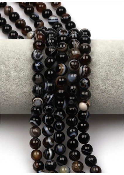 Göz Akik (Iyi Kalite) Doğal Taş Dizi 8 mm Yuvarlak Kesim