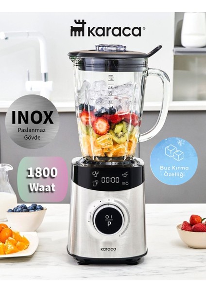 1800W Dijital Ekranlı Inox Paslanmaz Gövde 1,8 Litre Smoothıe Blender