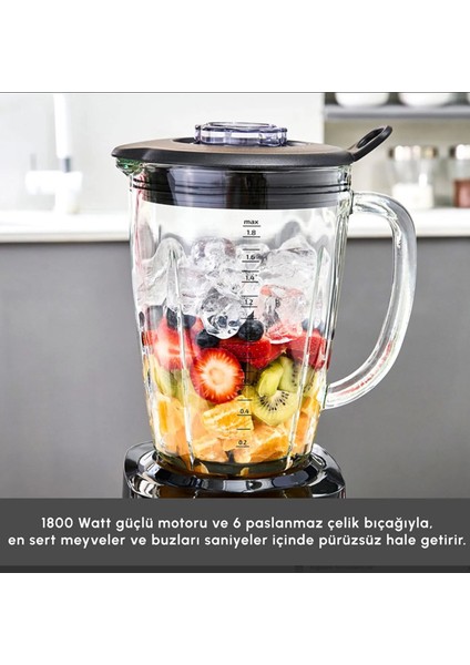 1800W Dijital Ekranlı Inox Paslanmaz Gövde 1,8 Litre Smoothıe Blender