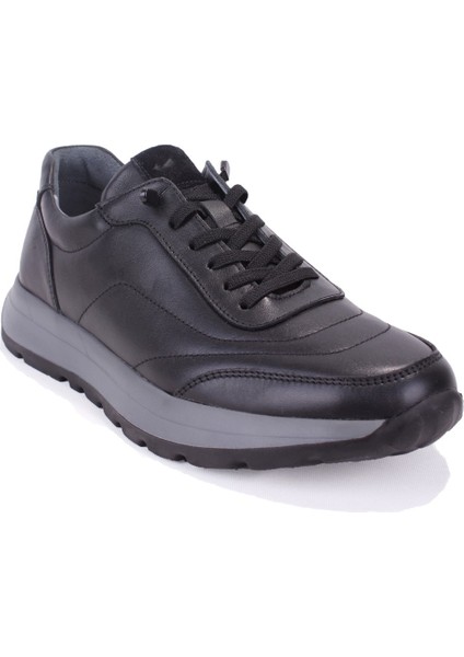 DMA08-515 Siyah Ortopedik Günlük Erkek Deri Ayakkabı