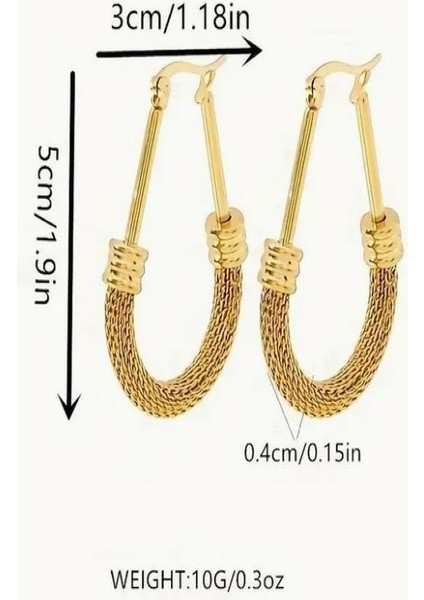 Şık Altın Tonlu Paslanmaz Çelik Halka KÜPELER-18K Altın Kaplama