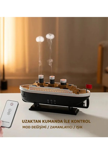 Buharlı Gemi Nemlendirici Hava Nemlendirici Buhar Makinesi Aromaterapi Difüzörü - Zamanlayıcılı - Işıklı fiyatları
