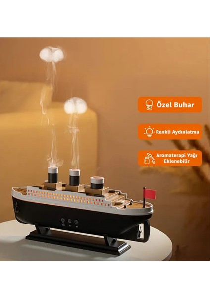Buharlı Gemi Nemlendirici Hava Nemlendirici Buhar Makinesi Aromaterapi Difüzörü - Zamanlayıcılı - Işıklı modelleri