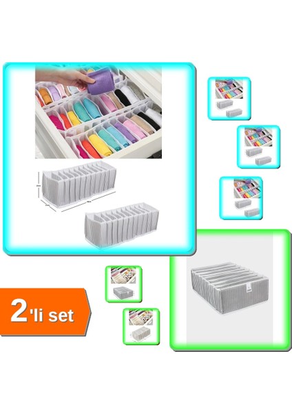 8 Gözlü Akordiyon Düzenleyici + 10 Gözlü Çekmece Organizer - Hızlı Erişim ABC456