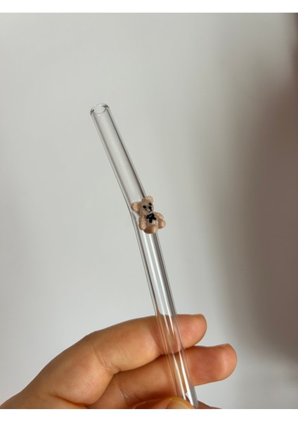 Teddy Bear Figürlü Cam Pipet Içecek Pipeti fiyatları