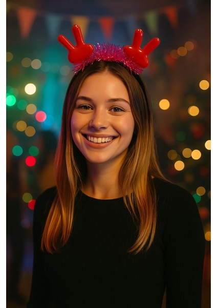 Kpop Kore Style Işıltılı Kırmızı El Figürlü Kırmızı Simli Kadın Saç Bandı Yılbaşı Yeni Yıl Sahne Tac modelleri