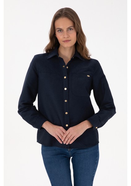 Kadın Lacivert Gömlek Desenli 50317242-VR033 modelleri