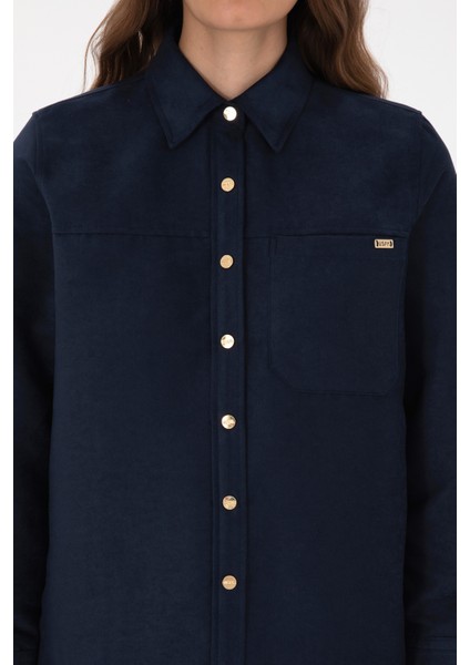 Kadın Lacivert Gömlek Desenli 50317242-VR033