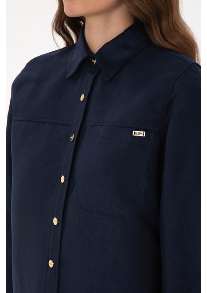 Kadın Lacivert Gömlek Desenli 50317242-VR033