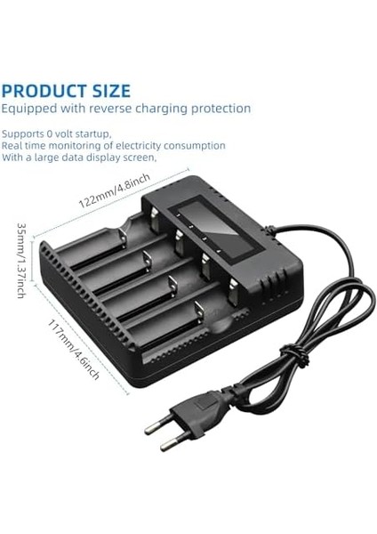 OR-8992A Dört Yuvalı LCD Ekranlı Pil Şarj Cihazı