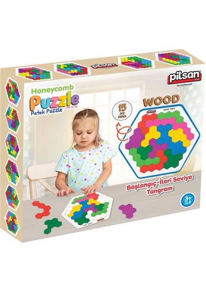 Desen Kartlı Ahşap Petek Puzzle 15 Parça modelleri