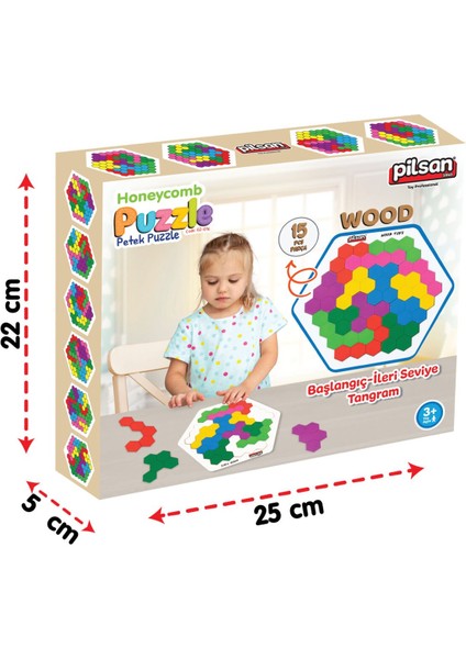 Desen Kartlı Ahşap Petek Puzzle 15 Parça fırsatları
