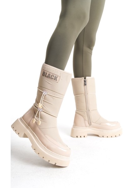 Veda Lastikli Fermuarlı Suya ve Soğuğa Dayanıklı Paraşüt Kumaş Cilt Kadın Bot Kt Krem modelleri