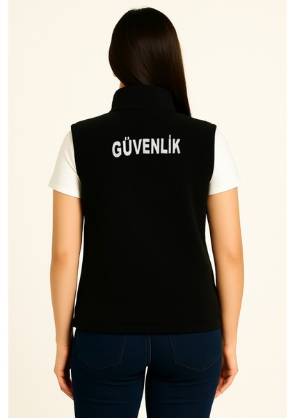 Nakış Işlemeli Kışlık Kadın 3 Cepli Düz Polar Özel Güvenlik Yeleği