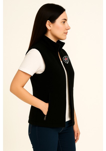 Nakış Işlemeli Kışlık Kadın 3 Cepli Düz Polar Özel Güvenlik Yeleği modelleri