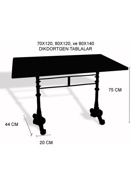 Çipa 3002 Döküm Ayak Masa 80X120 cm - (Werzalit, Wermodin ve Allzalit Tabla) - Afyon Mermer fiyatları