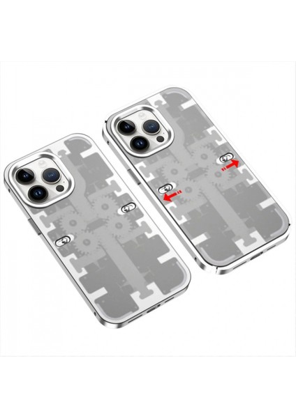 iPhone 13 Pro Max Kılıf Mekanik Bumper Kapak - Gümüş (K95)
