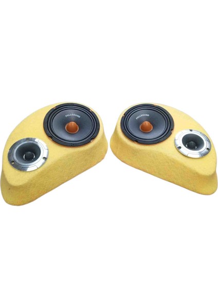 Polyesterli Boş Pandizot 20 cm Hoparlör 10 cm Tweeter Yuvalı Sarı Mdf (2 Adet Sağ ve Sol )
