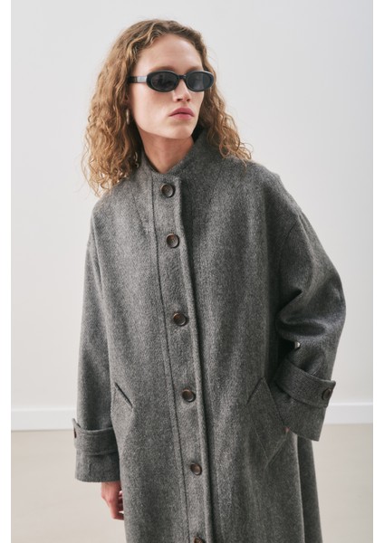 Raı Oversıze Yünlü Kaban Antrasit modelleri