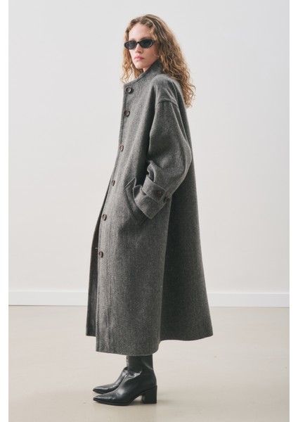 Raı Oversıze Yünlü Kaban Antrasit fırsatları