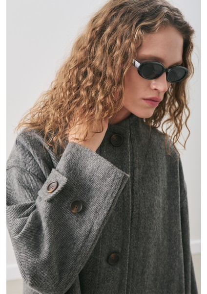 Raı Oversıze Yünlü Kaban Antrasit indirimleri