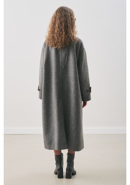 Raı Oversıze Yünlü Kaban Antrasit